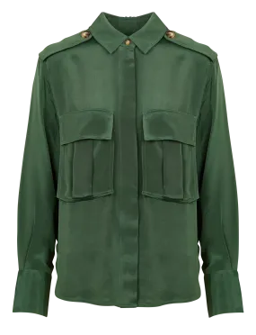 KARMA KOMA INDIANA - Camisa recta cuello clásico de seda mezclada en verde
