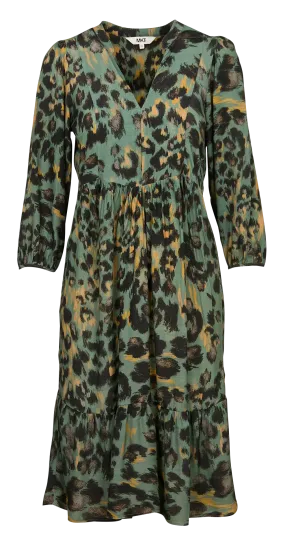 MKT RUISSON - Vestido midi recto con cuello de pico en verde